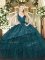 Glorious Teal Ball Gowns Organza and Taffeta Straps Sleeveless Beading and Embroidery and Ruffled Layers Floor Length Zipper Vestidos de Quinceanera