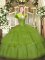 Glorious Olive Green Sleeveless Beading and Ruffled Layers Floor Length 15th Birthday Dress