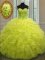 Sweetheart Sleeveless Organza Vestidos de Quinceanera Beading and Ruffles Lace Up
