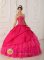 Juneau Alaska/AK Lovely Beading Hot Pink Quinceanera Dress For Strapless Organza and Taffeta Gown