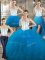Four Piece Baby Blue Tulle Lace Up Quinceanera Dress Sleeveless Floor Length Embroidery and Ruffles