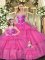 Wonderful Hot Pink Ball Gowns Organza Sweetheart Sleeveless Beading Floor Length Lace Up Sweet 16 Dresses