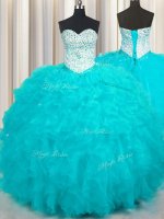 Wonderful Sleeveless Beading and Ruffles Lace Up Sweet 16 Quinceanera Dress