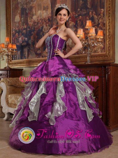 Keeston Dyfed Appliques Colorful Quinceanera Dress With Sweetheart Ruffles Layered Custom Made - Click Image to Close