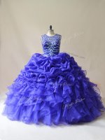 Extravagant Sleeveless Lace Up Floor Length Beading and Ruffles and Pick Ups Ball Gown Prom Dress