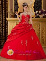 Waldorf Maryland/MD Discount Wine Red Sweet 16 Dress With Appliques Sweetheart With Taffeta For Quinceanera(SKU QDZY228-ABIZ)