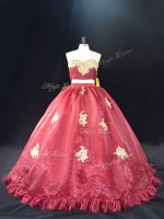 Discount Red and Burgundy Ball Gown Prom Dress Sweetheart Sleeveless Zipper