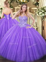 Flirting Tulle and Sequined Sleeveless Floor Length Sweet 16 Dresses and Appliques