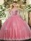 Watermelon Red Lace Up Quince Ball Gowns Beading and Appliques Sleeveless Floor Length