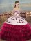 Clearance White And Red 15 Quinceanera Dress Military Ball and Sweet 16 and Quinceanera with Embroidery and Ruffled Layers and Bowknot Sweetheart Sleeveless Lace Up