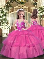 Luxurious Lilac Straps Lace Up Beading and Ruffled Layers Kids Pageant Dress Sleeveless(SKU PAG1056BIZ)
