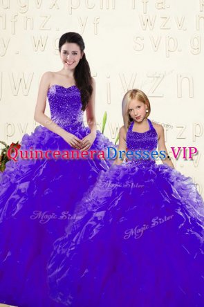 Floor Length Purple Sweet 16 Quinceanera Dress Sweetheart Sleeveless Lace Up