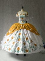 Multi-color Cap Sleeves Embroidery and Ruffles Floor Length Quinceanera Dress