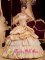 Raymond Maine/ME Champagne Strapless Appliques With Beading Decorate Hand Made Flowers and Pick-ups For Quinceanera Dress