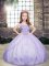 Trendy Tulle Straps Sleeveless Lace Up Beading Winning Pageant Gowns in Lavender