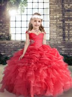 Straps Sleeveless Organza Custom Made Pageant Dress Beading Lace Up