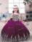 Excellent Eggplant Purple Ball Gowns Tulle Straps Sleeveless Beading and Embroidery Floor Length Lace Up Kids Pageant Dress