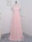 Baby Pink Scoop Zipper Lace Dama Dress for Quinceanera Short Sleeves