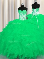 Turquoise Sweetheart Neckline Appliques and Ruffles Quinceanera Dress Sleeveless Lace Up(SKU PSSW0606-4BIZ)