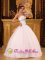 Salt Lake City Utah/UT Beautiful Beading White Quinceanera Dress For Custom Made Strapless Satin and Organza Ball Gown