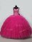 Graceful Hot Pink Tulle Lace Up Quinceanera Gowns Sleeveless Beading and Ruffles