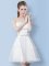 Amazing White A-line Sweetheart Sleeveless Tulle Knee Length Lace Up Bowknot Quinceanera Court Dresses