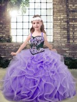 Lavender Sleeveless Tulle Lace Up Child Pageant Dress for Party and Wedding Party