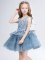 Eye-catching Sleeveless Mini Length Lace and Appliques Lace Up Little Girls Pageant Dress Wholesale with Grey