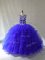 Fine Royal Blue Scoop Lace Up Beading and Ruffles 15th Birthday Dress Sleeveless