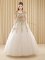 White Ball Gowns Scoop Short Sleeves Tulle Floor Length Lace Up Beading and Appliques Quinceanera Gowns