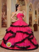 Gorgeous Coral Red Appliques Decorate Quinceanera Dress In Watonga Oklahoma/OK