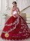Minnetonka Minnesota/MN Appliques Decorate White and Wine Red Quinceanera Dress In Florida