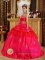 Tampa Florida/FL Beading Decorate Bust Modest Red Quinceanera Dress For Sweetheart Taffeta Ball Gown