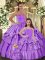 Fantastic Sleeveless Taffeta Floor Length Lace Up Vestidos de Quinceanera in Lilac with Ruffled Layers