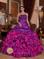 Broomall Pennsylvania/PA Discount Purple and Fuchsia Quinceanera Dress With Embroidery Decorate Straps Multi-color Ruffles Ball Gown