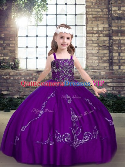 Custom Design Purple Straps Neckline Beading Pageant Gowns Sleeveless Lace Up - Click Image to Close
