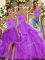 Fancy Lilac Sweetheart Neckline Beading and Ruffles Quince Ball Gowns Sleeveless Lace Up
