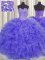 Visible Boning Organza Sleeveless Floor Length 15th Birthday Dress and Beading and Ruffles and Sashes ribbons