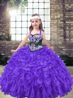 Customized Purple Sleeveless Floor Length Embroidery Lace Up Party Dress for Toddlers(SKU PAG1343-6BIZ)