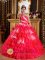 Aberystwyth Dyfed Colorful Hand Made Flowers Decorate One Shoulder and Ruffles Layered For Ball Gown Quinceanera Dress