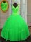 Sleeveless Floor Length Beading Zipper Sweet 16 Dresses with Green