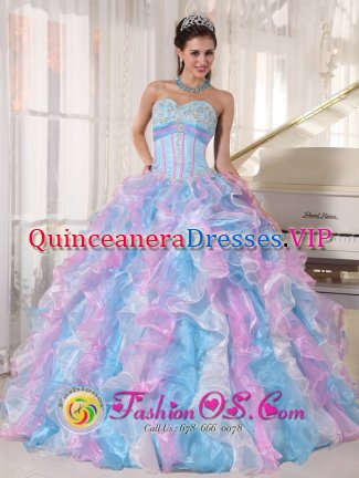 Bergheim Elegant Sweetheart Neckline Quinceanera Dress With Multi-color Ruffled and Appliques Decotrate