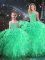 Hot Selling Sweetheart Sleeveless Lace Up Quinceanera Dresses Green Organza