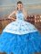Graceful Ball Gowns Sleeveless Baby Blue Quince Ball Gowns Court Train Lace Up