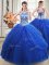 Royal Blue Halter Top Neckline Beading and Pick Ups Sweet 16 Dresses Sleeveless Lace Up