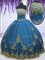 Teal Sleeveless Lace and Appliques Floor Length Sweet 16 Dresses