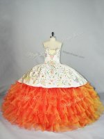 Chic Organza Sleeveless Floor Length 15 Quinceanera Dress and Embroidery and Ruffles