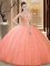 Ball Gowns 15 Quinceanera Dress Peach Sweetheart Tulle Sleeveless Floor Length Lace Up