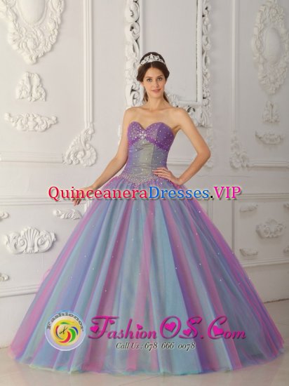 Kilgore TX Multi-color Quinceanera Dress For Elegant Style Sweetheart Tulle Beading Stylish Ball Gown - Click Image to Close
