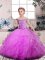 Lilac Sleeveless Floor Length Beading and Ruffles Lace Up Little Girls Pageant Gowns